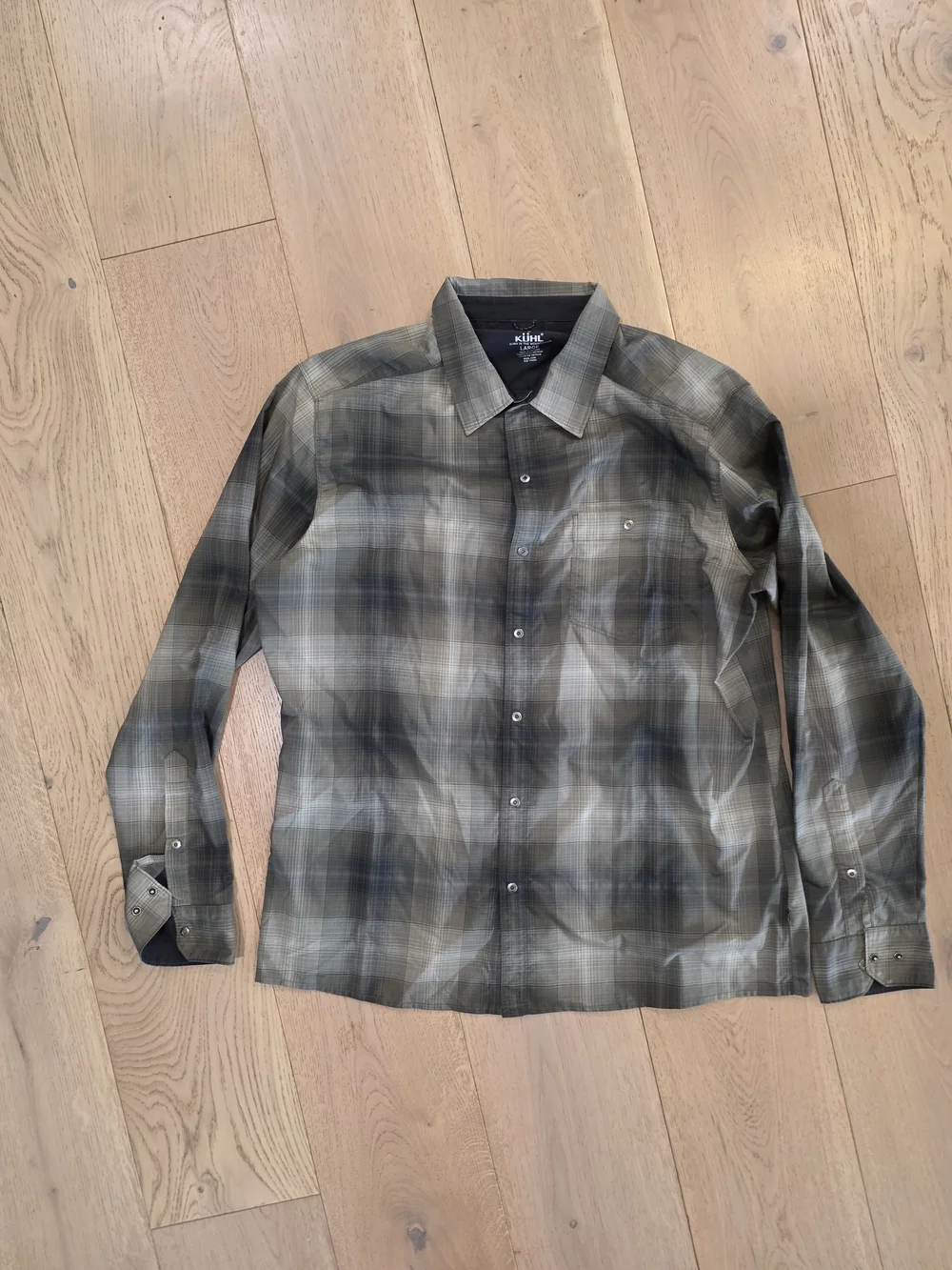 Kuhl Men's Olive and Gray Plaid Button-Down Shirt